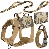 Ensemble de harnais tactique pour chien avec laisse élastique, collier et sac de rangement inclus pour l'entraînement et les promenades quotidiennes en extérieur