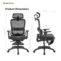 Chaise de bureau exécutive moderne SIHOO B100 en maille, dossier pivotant, appui-tête plus large réglable, accoudoirs 4D - Ergonomique pour les hôtels