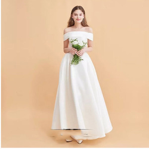 Vestido de novia ligero europeo y americano 2024 nuevo verano satén Viaje Luz-hombro fuera hilo adelgazante noche - Product Image 5