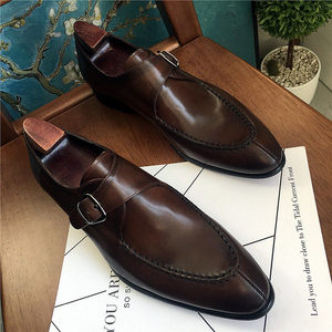 Nuevos Zapatos Formales de Negocios para Hombre, con Punta en Pico, de Cuero Genuino, Tipo Monk, Ligeros e Impermeables, para Oficina y Carrera Profesional - Product Image 1