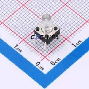 TSA06131-100B332CN Tactile Switch Through hole-4P,6.1x6.1mm Switch Single Pole Single Throw Round Button 1.8N 6.1mm - Product Image 1