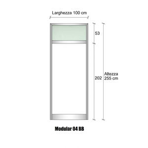 Cloison modulaire continue en gris pour chambres à coucher H2550xl1000 mm Composée d'aluminium Verre satiné Bakélite avec fenêtre - Product Image 1
