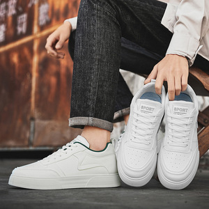 Nouvelles Chaussures de Marche Décontractées pour Hommes 2026, Style Coréen Polyvalent, Blanches, à Semelle Épaisse, avec Panneaux en Cuir, Tendance et Légères pour Étudiants - Product Image 2