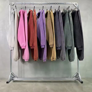 Sudadera con capucha y cremallera para hombre, personalizada con bordado, estilo streetwear, 100% algodón de alto gramaje, gruesa, oversize, con efecto desgastado, vintage, con lavado ácido y acabado descolorido por el sol. - Product Image 3