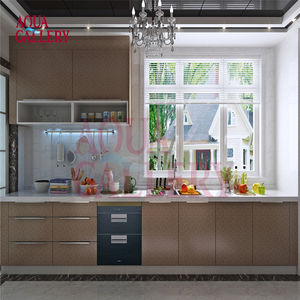 Ensemble de meubles de cuisine en contreplaqué mélaminé <span class=keywords><strong>Aqua</strong></span> Gallery moderne, unités de garde-manger modulaires personnalisées - Product Image 1