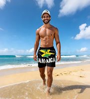 Maillot de bain pour homme avec carte de la Jamaïque, short de bain à séchage rapide, maillot de bain de plage avec poches et doublure en maille