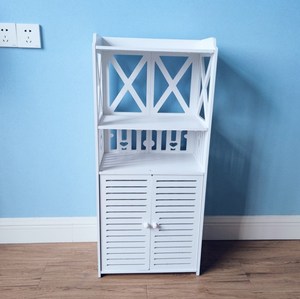 Bathroom 90cm 3 Layers PVC Corner Cabinet with Door <strong>Thin</strong> Toilet Storage <strong>Shelf</strong> for Paper Holder Freestanding Floor Storage Rack - Product Image 3