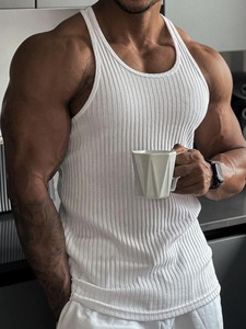 بيع بالجملة مخصص للرجال القطن الأبيض تجريب اللياقة البدنية كمال الاجسام فانيلة التدريب سلسلة Singlet سترة للرجال