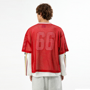 เสื้อยืดสตรีทแวร์ผู้ชายแบบตาข่าย แขนยาวทรงโอเวอร์ไซส์ พิมพ์ลาย<span class=keywords><strong>กราฟ</strong></span>ิก - Product Image 2