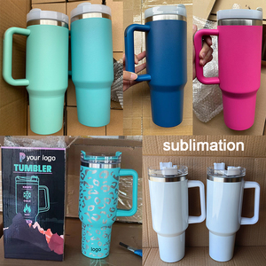 Tazas de paja con mango de vaso de acero inoxidable grabado con láser de dibujos animados bonitos de 40oz personalizados al por mayor taza de café aislada leopardo Uv - Product Image 6
