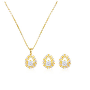 Conjunto de collar con forma de lágrima para mujer, cadena de clavícula de aleación de cobre, uso diario - Product Image 3