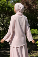 YHE016 Ensemble floral élégant et modeste en polyester respirant, antistatique, longueur ras du sol, à manches longues et évasées, pour femme musulmane, conception personnalisée ODM