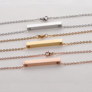 <span class=keywords><strong>Collana</strong></span> in acciaio inossidabile <span class=keywords><strong>con</strong></span> Logo inciso rettangolo 18K placcato oro placcato in bianco verticale 3D Bar <span class=keywords><strong>collana</strong></span> pendente - Product Image 2