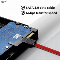 Câble interne blindé SATA 3.0 6 Gbit/s haute vitesse 7 broches droit rouge pour SSD/HDD/transmission de données, imprimante iOS, ordinateur, appareil photo