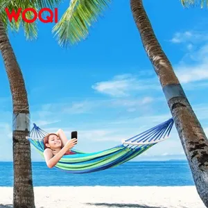 WOQI al aire libre portátil paracaídas playa hamaca de lona con palo de madera