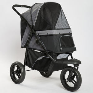 Poussette pour chien pliable à 3 roues à une clé Poussette pour chien avec grand espace Panier de rangement - Product Image 1