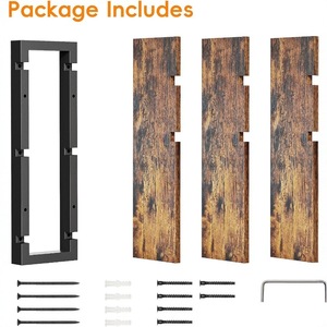 Three Tier Wall Mounted Shelf Iron Wood 28.3in 3 Layers <b>Storage</b> <b>Rack</b> For Bathroom <b>Kitchen</b> Living Room - Product Image 2