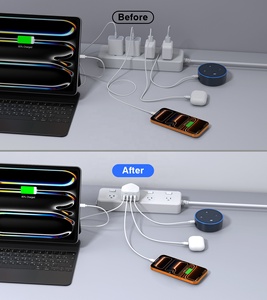 <span class=keywords><strong>Chargeur</strong></span> mural HNT GaN 40W 4 ports <span class=keywords><strong>USB</strong></span> <span class=keywords><strong>C</strong></span>, prise US/EU, multiport, type <span class=keywords><strong>C</strong></span>, charge rapide, <span class=keywords><strong>bloc</strong></span> cube pour <span class=keywords><strong>Apple</strong></span> iPhone - Product Image 4