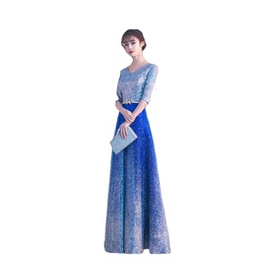 Women's Long Elegant Choir Dress Royal Blue 3D Stereoscopic Patterns Stage Performance Wear - Product Image 5