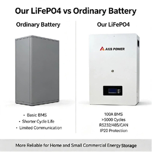แบตเตอรี่เก็บพลังงานภายในบ้าน LiFePO4 51.2V 100Ah 10kWh ระบบพลังงานแสงอาทิตย์ติดผนัง IP20 16S1P - Product Image 5