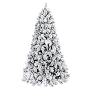 预点亮户外装饰led灯Xmas树雪植绒人造圣诞树