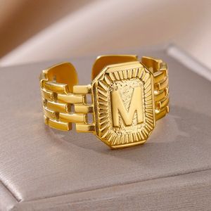 Joyería de moda Popular letra inglesa anillo abierto de acero inoxidable fino Hip Hop Punk anillos de personalidad para Mujeres Hombres - Product Image 5