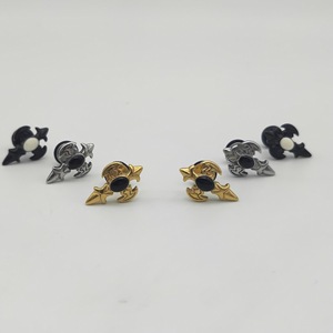 <b>Cross</b> Stud <b>Earrings</b> Black Gold <b>Silver</b> Geometric Bezel Setting Fashion Jewelry - Product Image 2