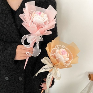 Piccoli fiori per riunioni fatti a mano Bouquet rosa fata magica bacchetta regalo di compleanno per adulti regalo di san valentino per ragazze - Product Image 3