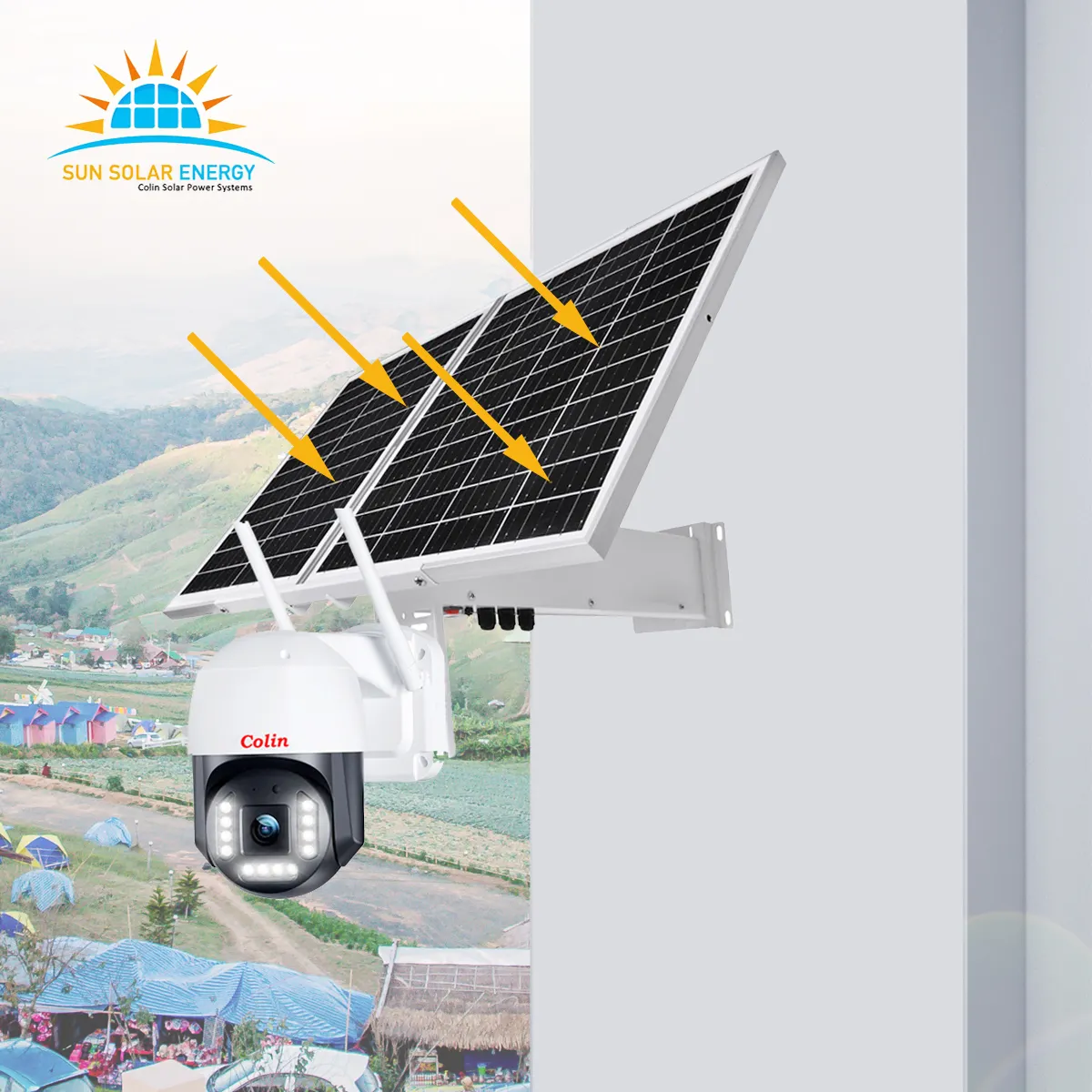 NO STOP พลังงานแสงอาทิตย์ 4K กล้องรักษาความปลอดภัย 60W แผงพลังงานแสงอาทิตย์ 30AH แบตเตอรี่ขนาดใหญ่ชุดพิเศษสําหรับอุตสาหกรรม Rebluum กล้องวงจรปิด