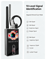 Détecteur de signal RF sans fil à gamme complète K88, détection de champ magnétique, scanner de caméra cachée et de localisateur GPS, portable anti-espionnage