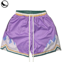 Classic Printed Blank Moo Shiny Breathable Mediumh Above the Knee Customable Men's Embroidery Basketball Shorts With Pockets