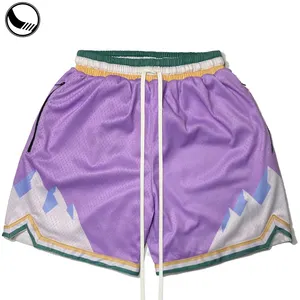 Classic Printed Blank Moo Shiny Breathable Mediumh Above The Knee Customable Men's Embroidery Basketball Shorts With Pockets