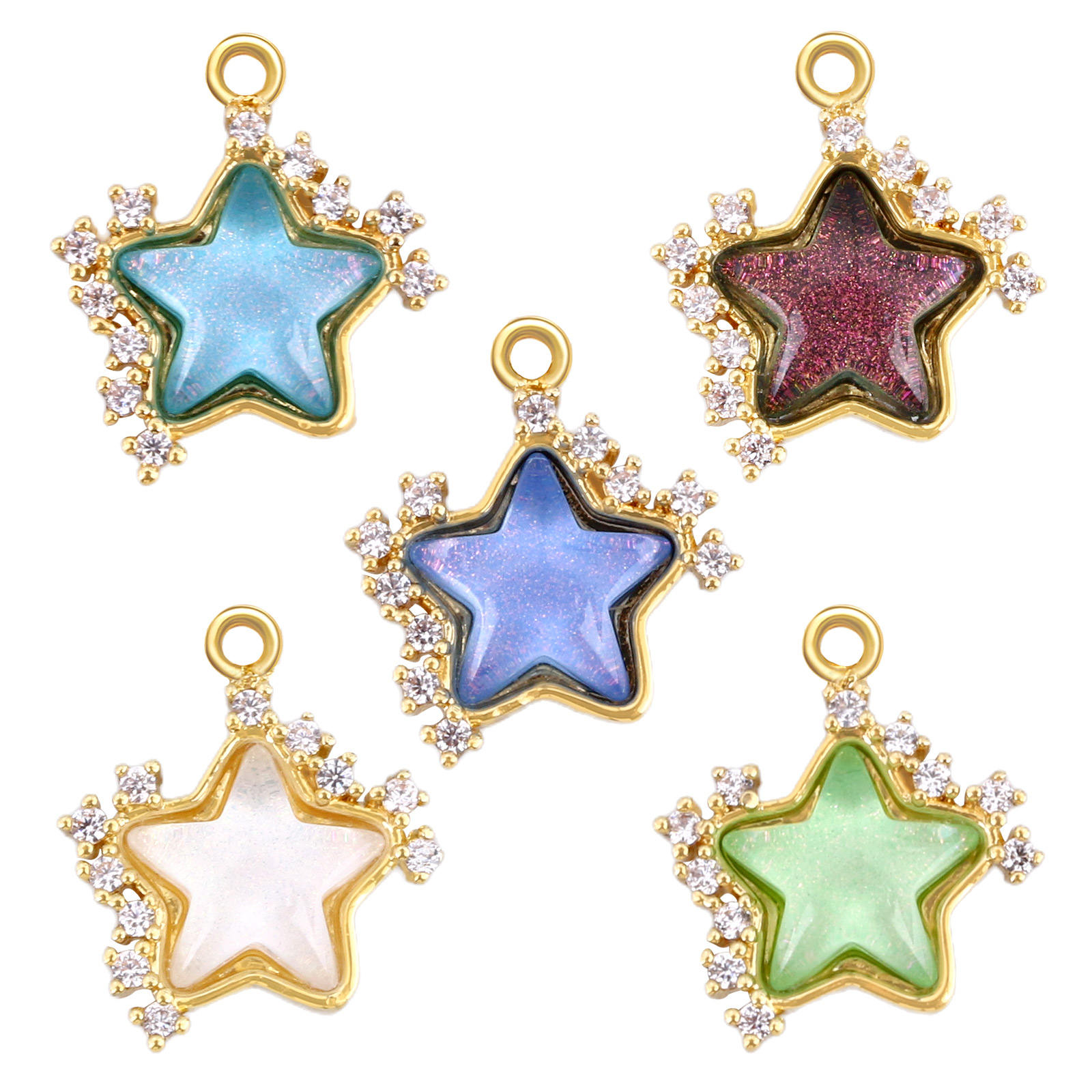 Pendant 2025 DIY Five Pointed Star Copper Charms Fashion Gold