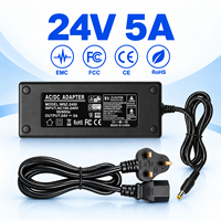 Adaptateur secteur fiable pour ordinateur de bureau, prise britannique, 120W 24V 5A, certifié GS TUV CE FCC RoHS, alimentation fiable pour bande LED, moniteur