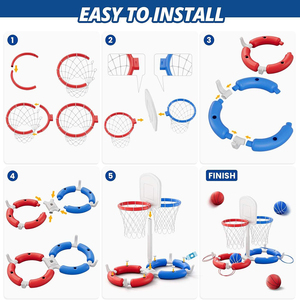 Ensemble <span class=keywords><strong>de</strong></span> jeux aquatiques flottants à double <span class=keywords><strong>panier</strong></span> pour le basketball <span class=keywords><strong>de</strong></span> <span class=keywords><strong>piscine</strong></span> et le jeu <span class=keywords><strong>de</strong></span> lancer d'anneaux aquatiques, jeu aquatique pour deux personnes pour un divertissement et une compétition en plein air - Product Image 5