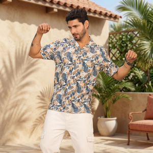 Camisa Casual de Manga Corta con Estampado Floral para Hombre, Cuello Redondo, Anti-Pilling, Ecológica, para Uso Diario en Todas las Temporadas - Product Image 3
