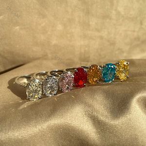 Dylam Ex-Factory Price High Grade Quality Radiant <b>Ring</b> Cut Shape Cubic Zirconia <b>Solitaire</b> Oval Engagement <b>Silver</b> Thin Band - Product Image 5