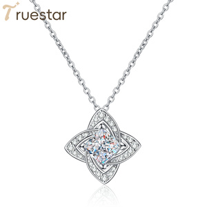 תכשיטים משובחים s925 כסף סטרלינג 1 נסיכה לחתוך missanite תלתן שרשרת תליון moissanite לנשים - Product Image 1