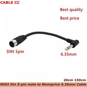 Câble audio stéréo MIDI Din 5 broches mâle à angle droit de 90 degrés vers Monoprice 6.35mm (1/4 pouces) mâle TRSE piano électrique mélangeur audio - Product Image 3