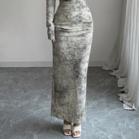 Robe moulante asymétrique à manches longues pour femmes, mode estivale, élégante, épaules dénudées, jupe moulante, ensemble 2 pièces