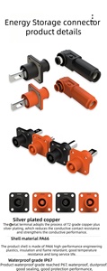 Connecteur de stockage d'énergie haute tension 200A en laiton, étanche IP67, en nylon, à travers trou, 8mm, pour courant élevé - Product Image 3