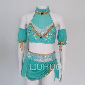 Costume de <span class=keywords><strong>danse</strong></span> de pôle brodé tridimensionnel vert fille robe de <span class=keywords><strong>danse</strong></span> lyrique passionnée et sans retenue - Product Image 1