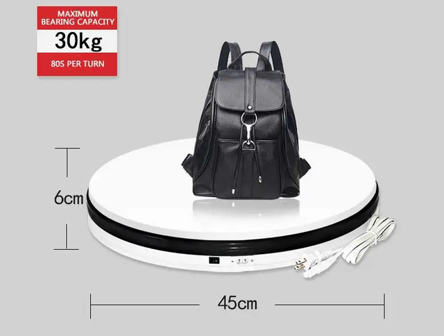 Load 30kg 45cm Turntable- USB Motorized Rotating Display Stand Turntable Photorgaphy 360 Degree Electric Turntable