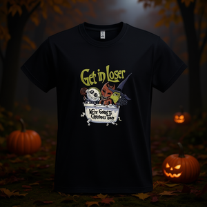 Maglietta promozionale da uomo nera taglia M con scritta 'Get In Loser Halloween' - Product Image 3