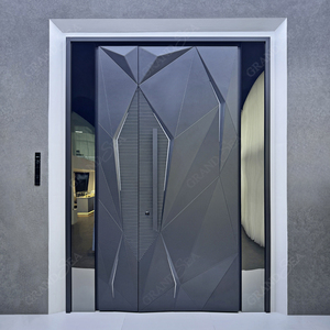 Puertas de Vidrio de Aluminio Fundido Residenciales Modernas, Puerta Frontal de Aluminio Fundido Facetado en 3D Personalizada para la <span class=keywords><strong>Entrada</strong></span> de Residencias de Alta Gama - Product Image 1