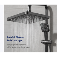 Système de douche haute pression de luxe gris chromé avec touches de piano, ensemble de douche pluie en aluminium avec valve en céramique pour salles de bain de villas