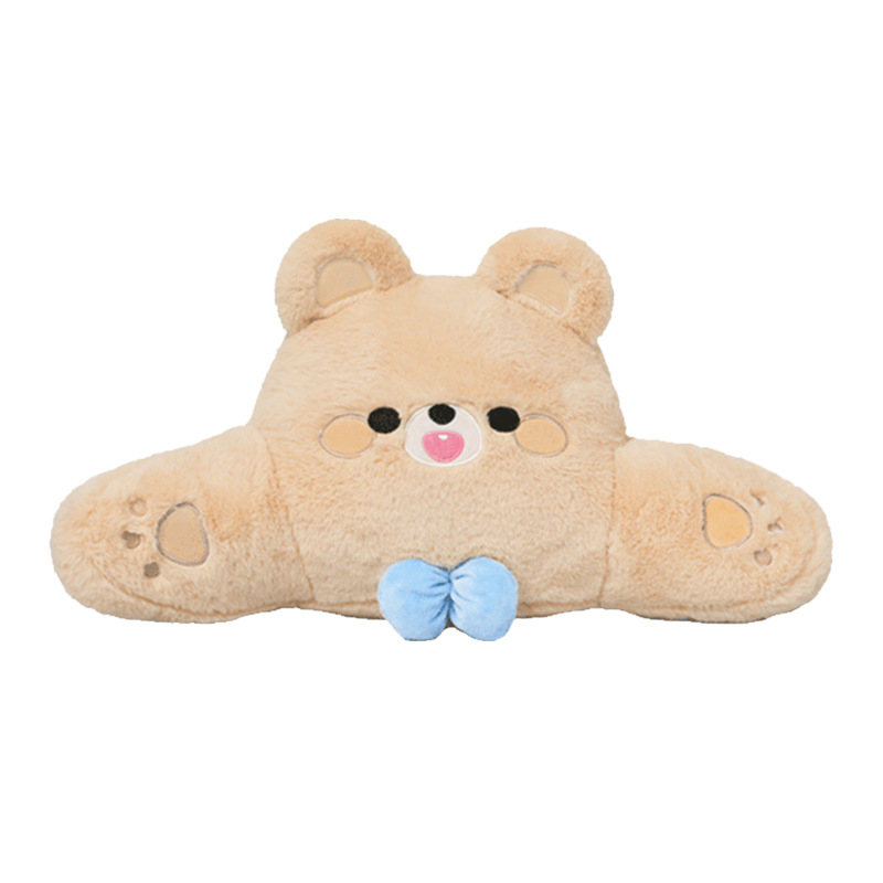Repose-taille ours avec nœud brodé en fourrure de lapin