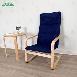 Wayon Modern Wooden Living Room <strong>Chair</strong> with Soft Blue Upholstery and Ergonomic High Backrest for Home Decor - Product Image 3