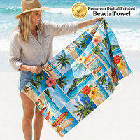 Custom Premium Beach Towel 100% Cotton Digital Printed Oversized Skin Friendly Quick Dry Beach Towel Small MOQ 100pcs