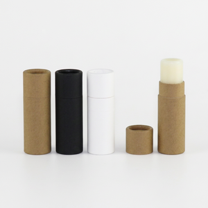 Tubo de papel negro de empuje de cartón Kraft reciclado impreso personalizado 0,3 oz 8g bálsamo labial embalaje de lápiz labial - Product Image 1